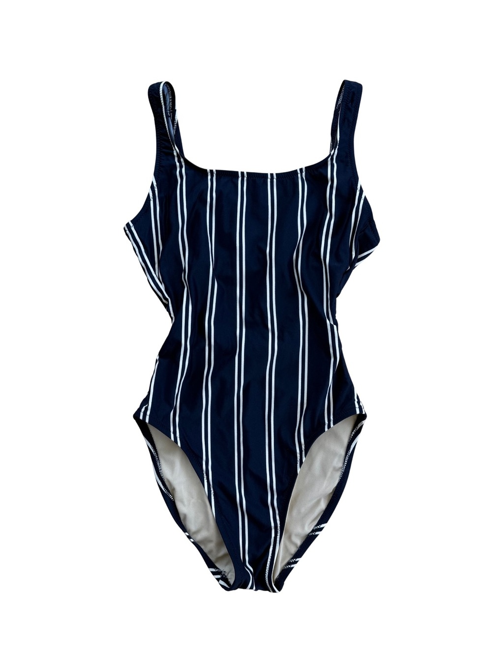 J. Crew Navy and White Striped women’s One-Piece Swimsuit